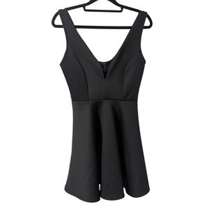 Streetwear Society V Neck Black Mini Dress Scuba Small Little Black Dress Skater